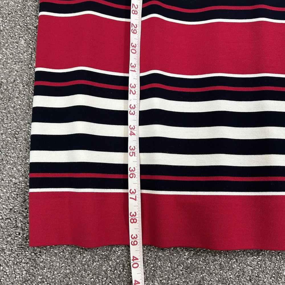 BANANA REPUBLIC Size 14 Striped Knit T-Shirt Sheath Dress - Red Black White - Picture 8 of 11